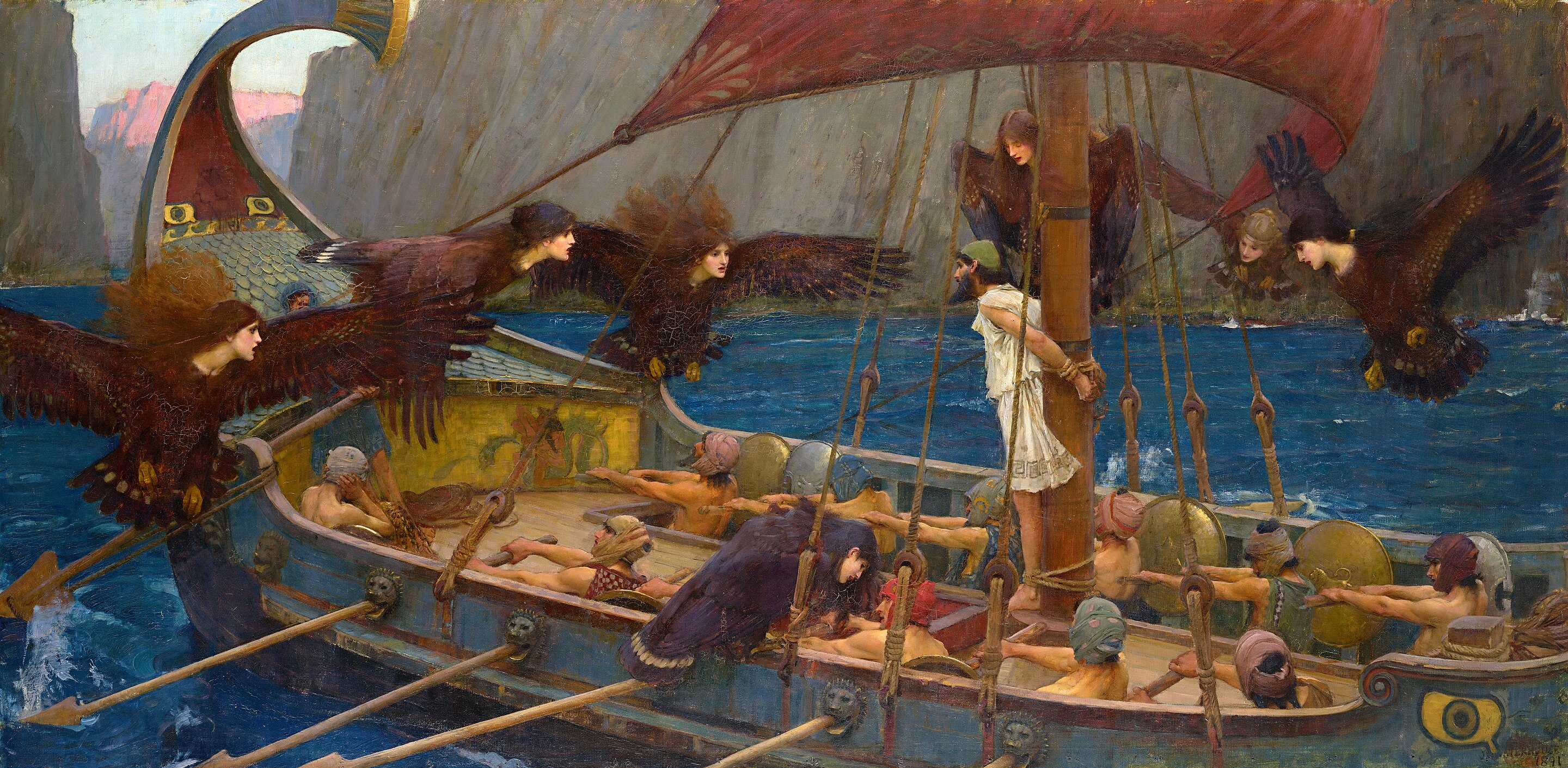 The painting Ulysses and the Sirens, by John William Waterhouse, 1891